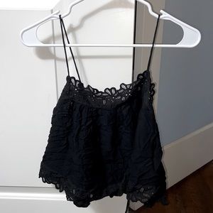 Black crop top with lace details